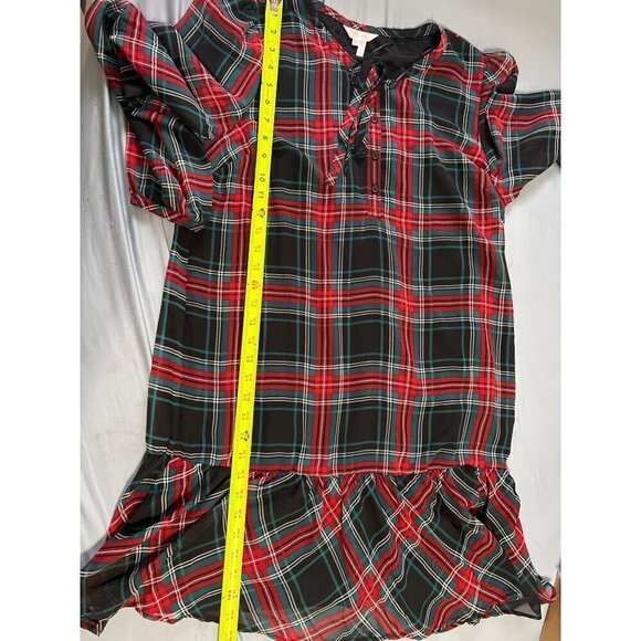 Draper James Womens Plaid Ruffle Hem Dress Drop waist Black/Red - Picture 6 of 8